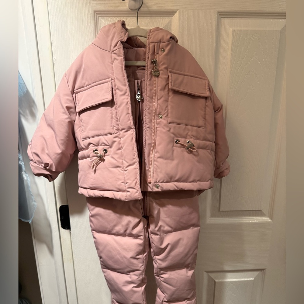 Pink Puffer Jacket and Pants Set